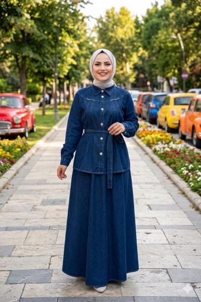 Takım Kot etekli Seren  Lacivert