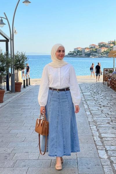 Etek  Kot Seren  Açık Mavi