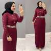 Elbise Triko Aysima Leopar Bordo